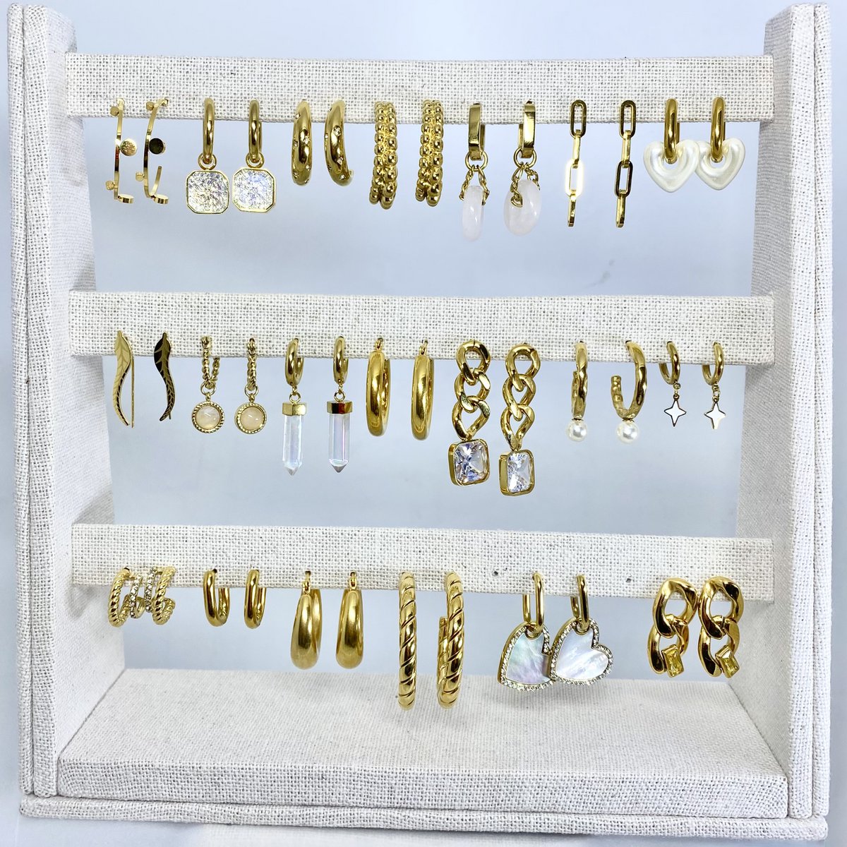 Bestseller-Set mit 20 weihnachtlichen goldfarbenen Edelstahlohrringen