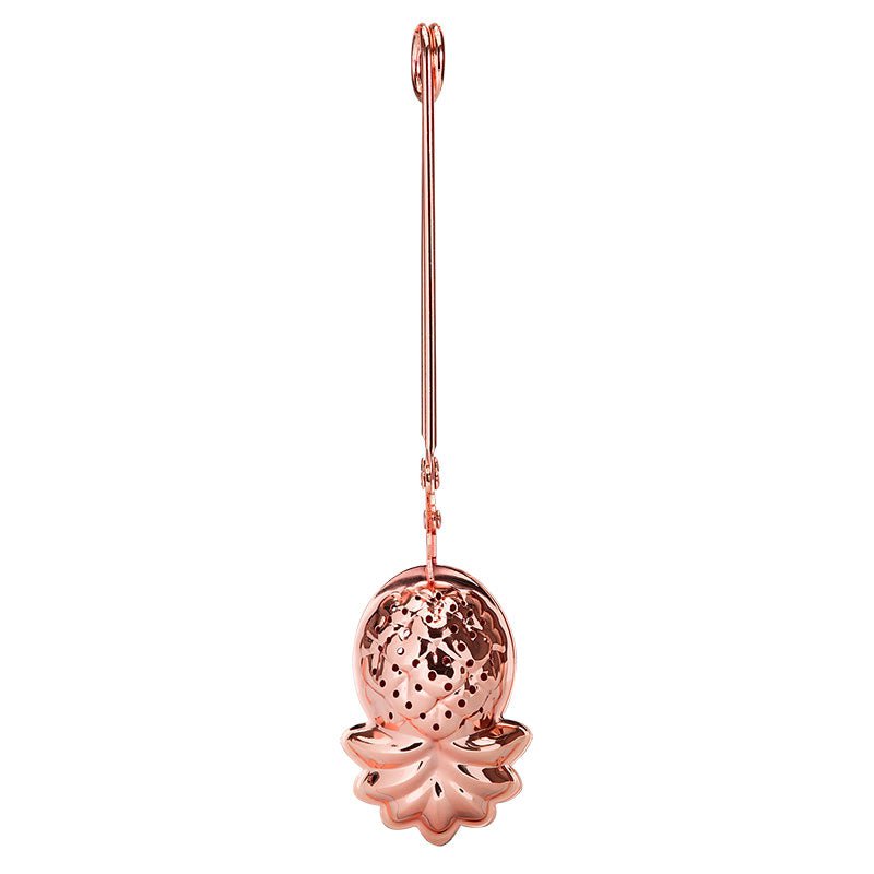 Tea tongs, tea filter, tea infuser "pineapple" rose gold