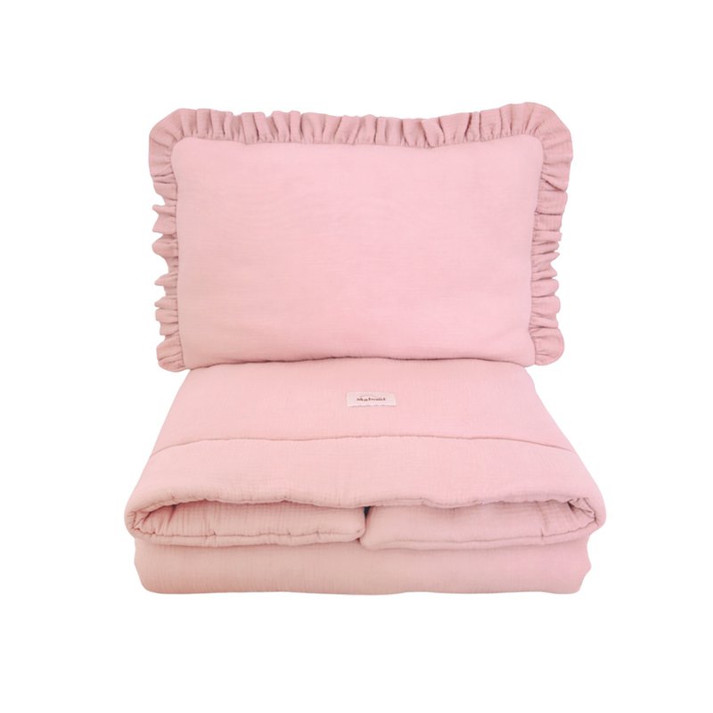 Musselin -Bettwäsche mit Füllrüschen rosa