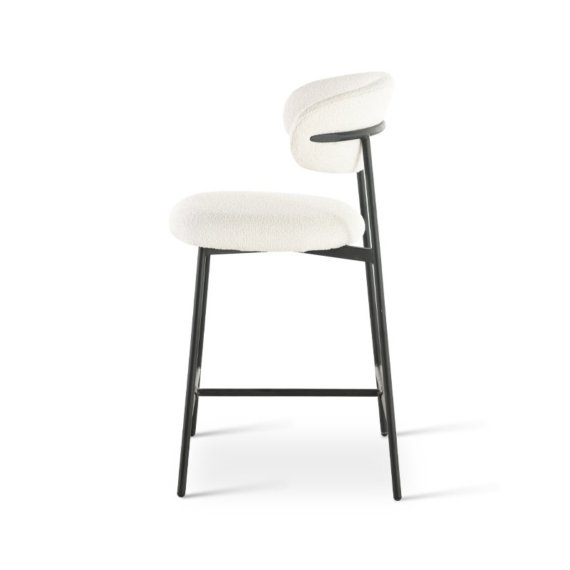 Zahra Bar Stool [Set van 2] [Wit] [Boucle Fabric] [65 cm]