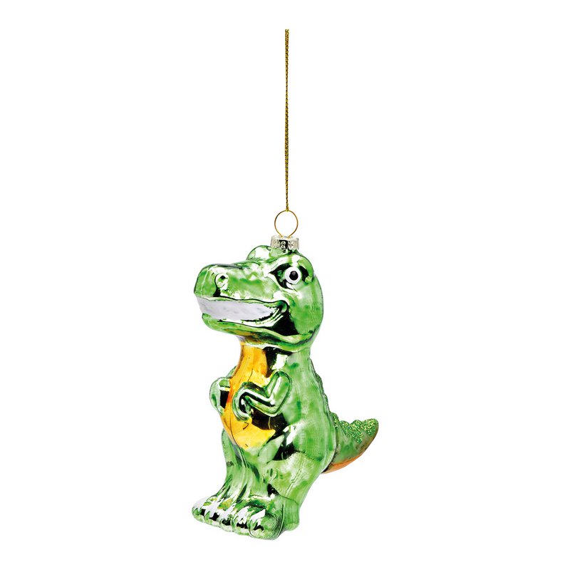 Appendino natalizio Dino in vetro, verde (L/A/P) 10x12x4 cm