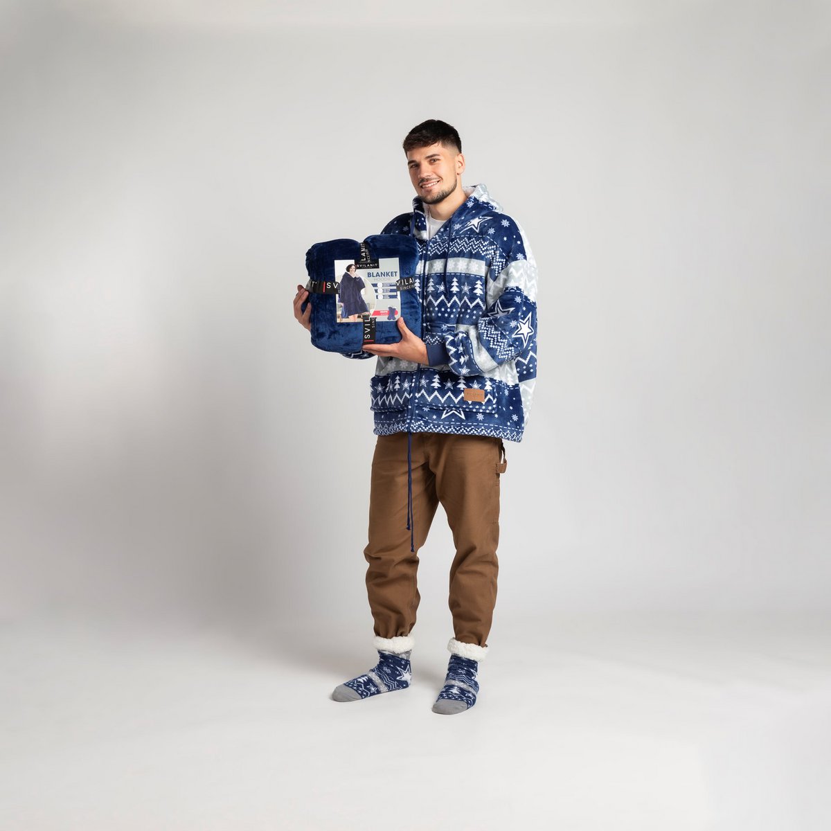 Vitapur - Hoodie blanket with zipper + socks - Christmas