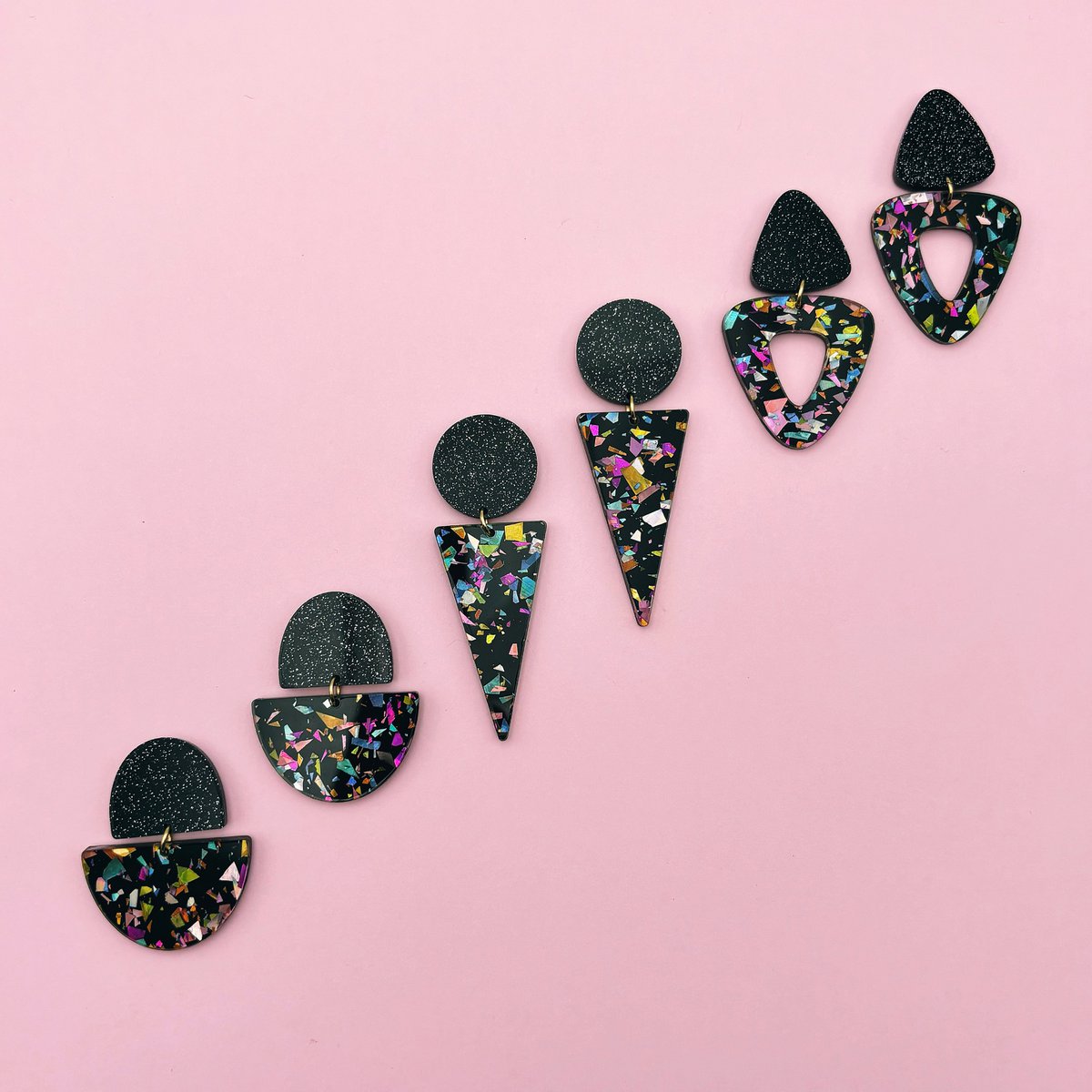 Pendientes Odette - Negro / Terrazo Glitter