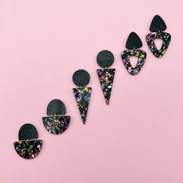 Pendientes Odette - Negro / Terrazo Glitter