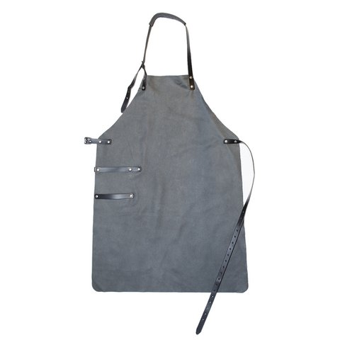 Apron Leather - BBQ Apron - BBQ Accessories - Olive Green and Gray Blue
