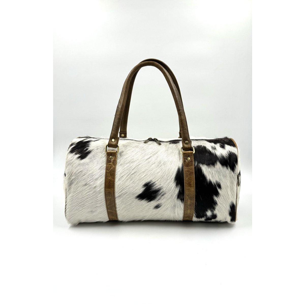 Handmade Leather & Natural Fur Travel Bag – Artisan 42cm “Heritage” Duffle & Unique Unisex Weekender