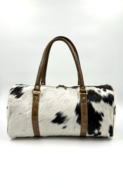 Håndlavet rejsetaske i læder og naturlig pels – Artisan 42 cm “Heritage” Duffle & Unique Unisex Weekender