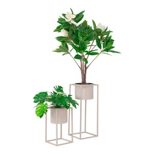 Marla Flowerpots - Beige/Grey, Steel - Set of 2