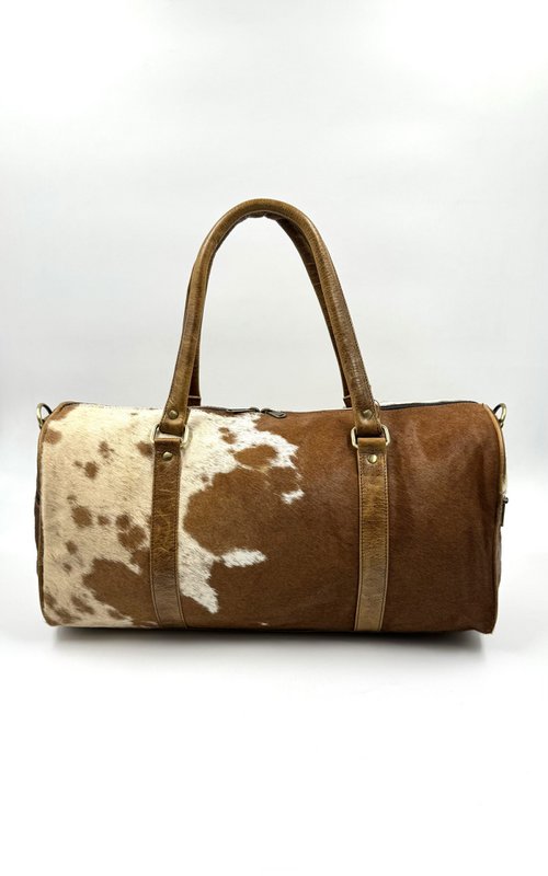 Håndlavet rejsetaske i læder og naturlig pels – Artisan 42 cm "Apex" Duffle & Unique Unisex Weekender