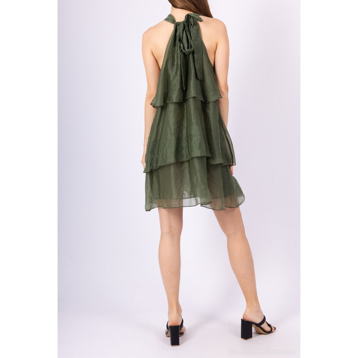 Robe à Volants à Bretelles et Nœud Déco - LYOCELL - 7746