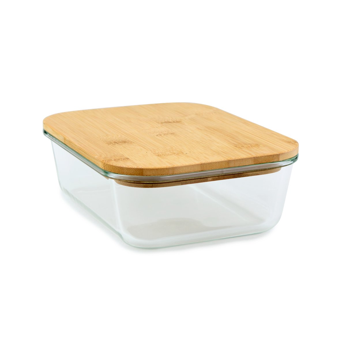 Glazen bakjes met bamboe deksel 1400 ml
