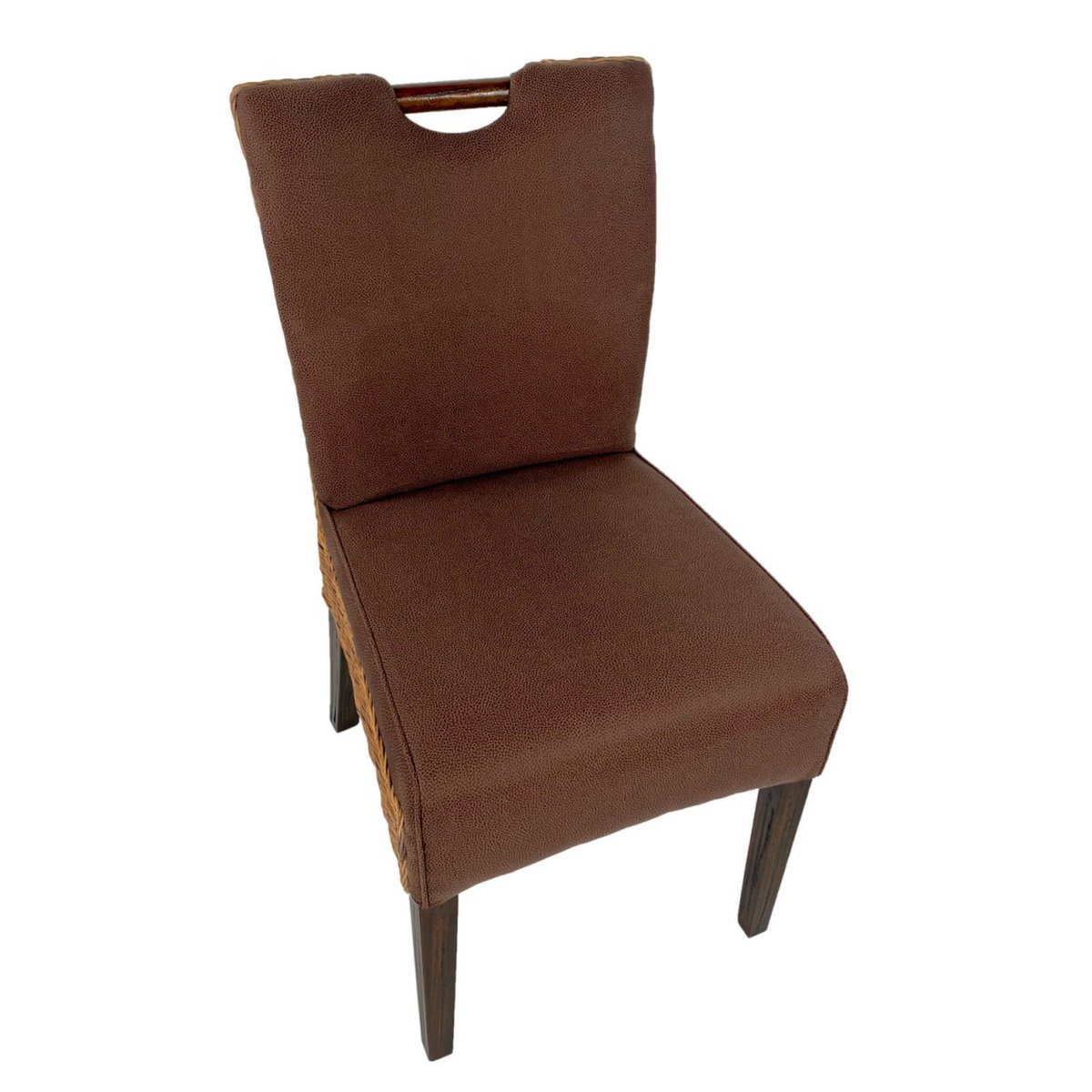 Rattan chair dining room bilbao with handle brown