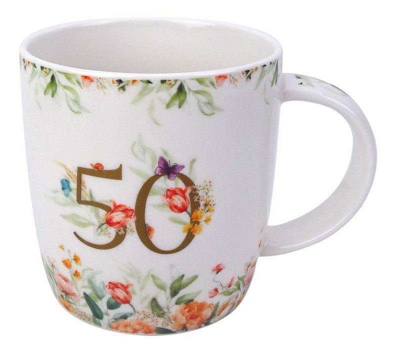 DUO Occasional Mug 400ml, Birthday “50”, in a giftbox with a ribbon
