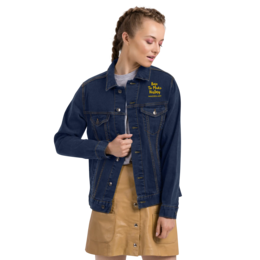 Embroidered denim jacket The Rebel Girl in Me will Never Die Unisex denim jacket - Gold Embroidery