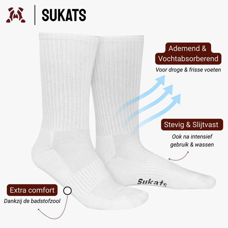 Sukats® 6 pares de calcetines deportivos | El atleta | Calcetines de tenis | Calcetines para correr | Sin costuras | Blanco o negro | Múltiples tamaños