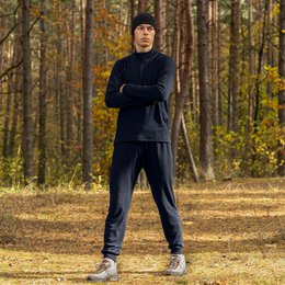 Men's Merino 250 Set of Zip Neck Top & Jogger Sweatpants Dark Blue