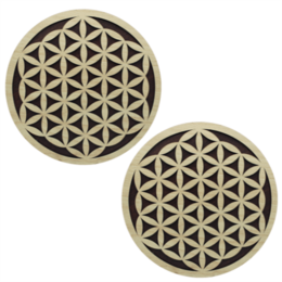 Houten Rooster Dubbellaags Flower of Life 25cm Set van 2 stuks