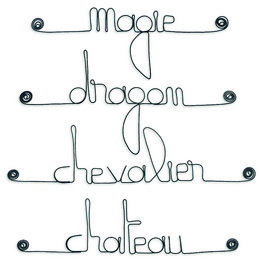 Lot de petits messages en fil de fer - GARÇON : Château, Chevalier, Dragon, Magie