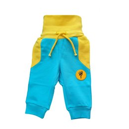 Økologiske babybløde bukser til drenge joggingbukser, gul-blå