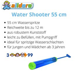 Pistola ad acqua Water Shooter 55 cm, spruzzi fino a 12 m, blu