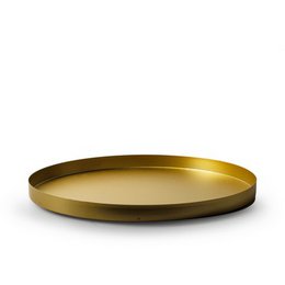 Gold metal dinner plate with a diameter of 31 cm.
