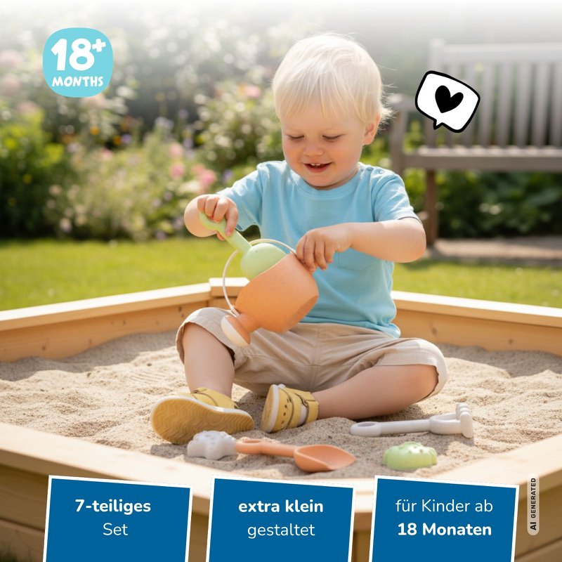 Moja pierwsza zabawka do piasku dla niemowlaka, 7 szt. Mini zestaw do zabawy w piasku z konewką, plastikowa mieszanka słomy pszennej