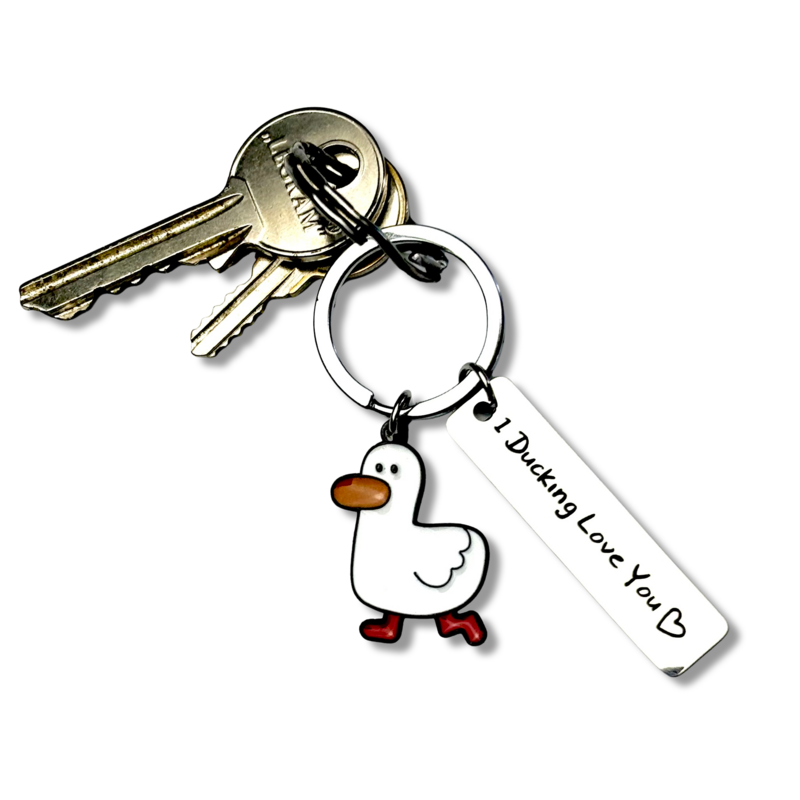 Metalowy brelok z kaczką „I Ducking Love You”