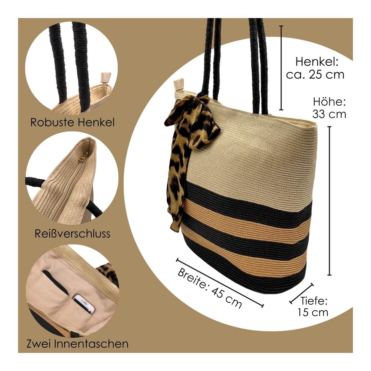 Bolso shopper de paja "Leo"