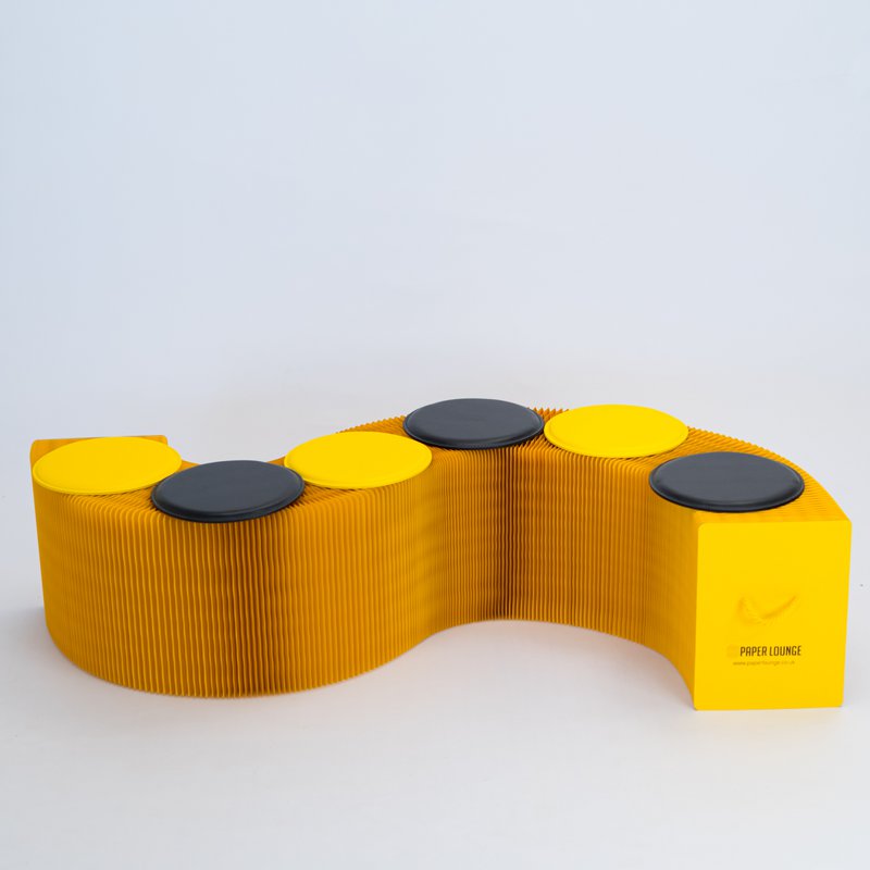 Foldbar papirbænk - gul