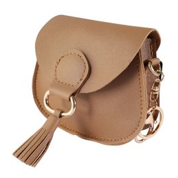Mini sac avec mousqueton, simili cuir, marron
