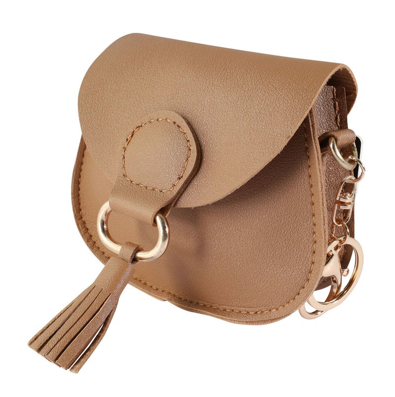 Mini sac avec mousqueton, simili cuir, marron