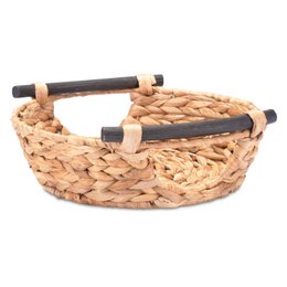 Large laundry tub, basket braided out of water hyacinth with wooden handles