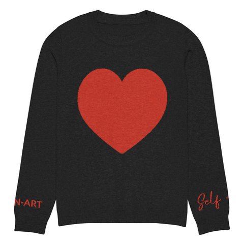 Heart - Gebreide trui met ronde hals ZWART