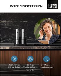 Macina sale e pepe elettrico LIFETIME - ricaricabile e tanti accessori I Set di batterie I Macina sale e pepe per sale grosso