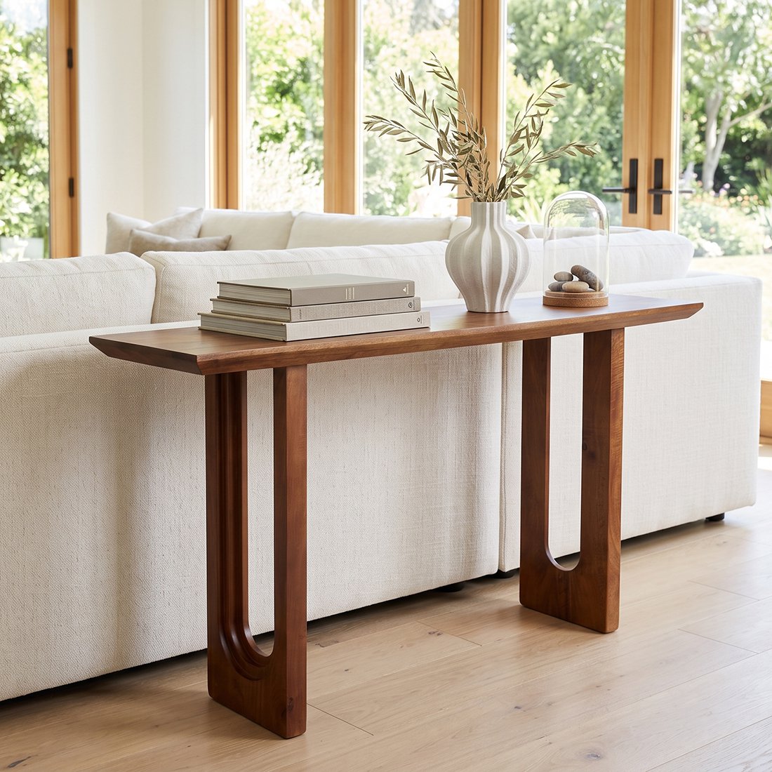 Bullnose mango wood side table Chamfered