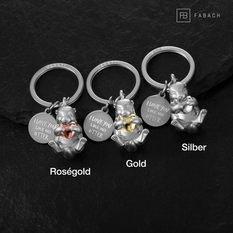 "Jeg elsker dig som ingen odder" Otter nøglering "Otty" med gravering - kærligt lykkeamulet med hjerte - gave til partner, bedste ven
