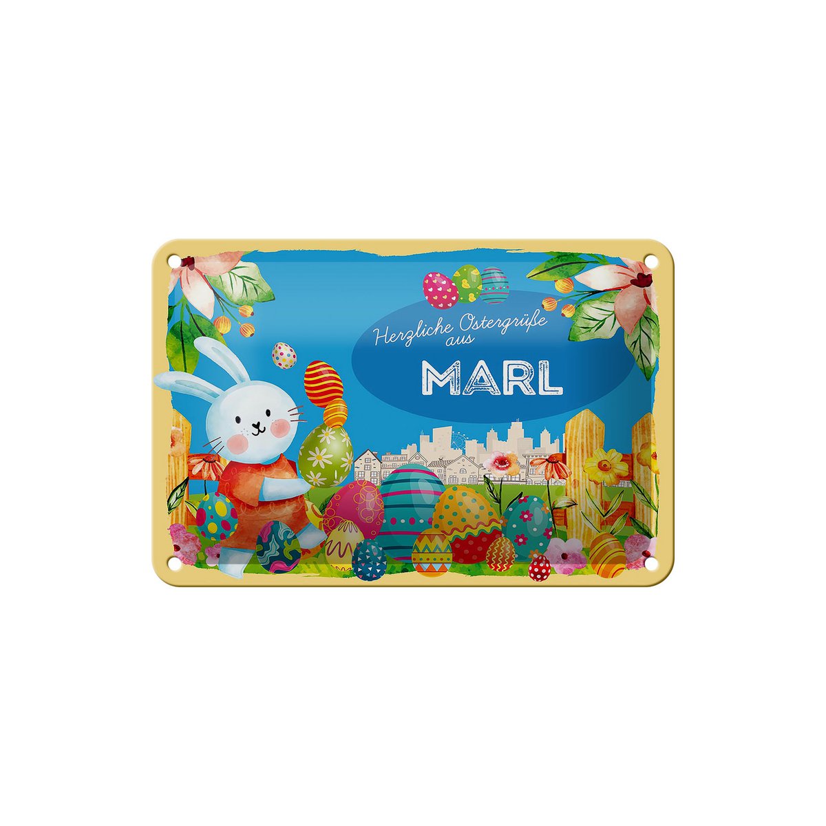 Targa in metallo Pasqua Auguri di Pasqua 18x12 cm MARL decorazione regalo