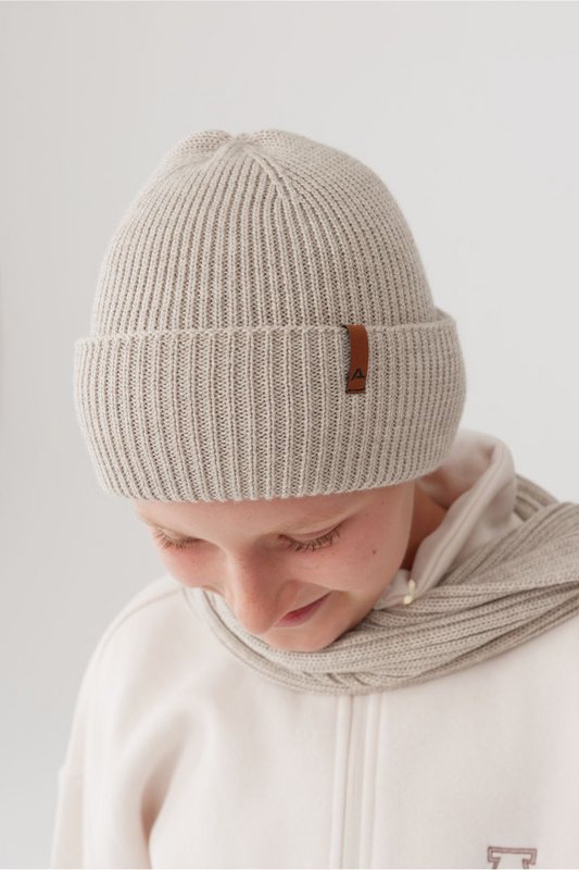 Gorro HARRY – 100% lana merino – beige [B2B]