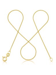 Delicate gold curb chain necklace available in various lengths from 36cm to 70cm. The chain features a classic curb link design for a timeless, elegant look.