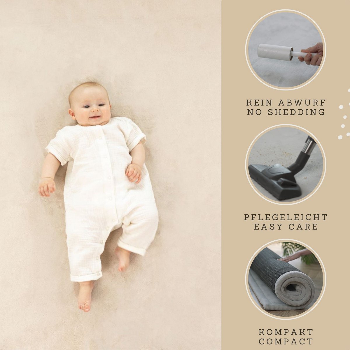 Hakuna Matte Cloud Legemåtte - Beige (2 x 1,5 m)