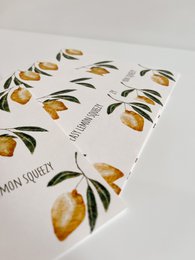 Tarjeta doblada fácil de exprimir con limón