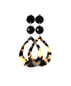 Ohrringe mit hängendem Tropfenleopardenmuster und Onyx