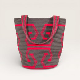 Cabas rond géométrique L | Magenta