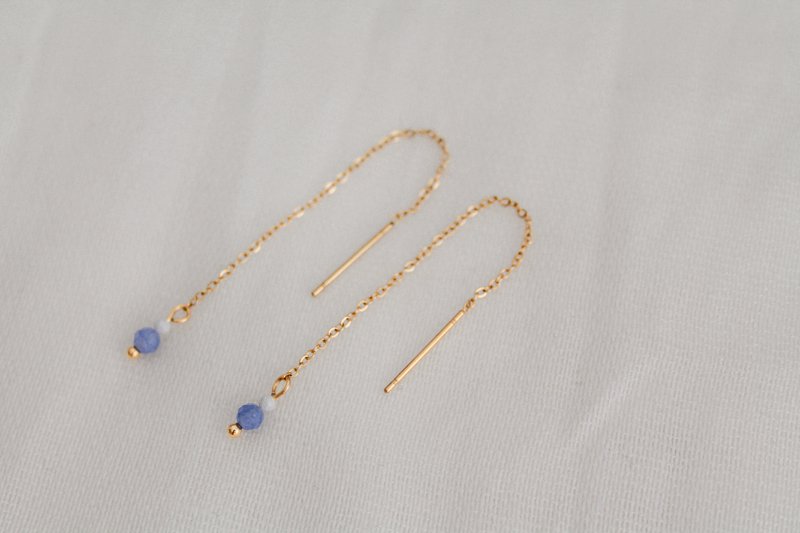 Threader Oorbellen Howliet & Blauwe Aventurijn - Goud