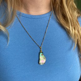 Muschelkette | 50 cm lange Surfer-Halskette aus goldenem Abalone-Edelstahl