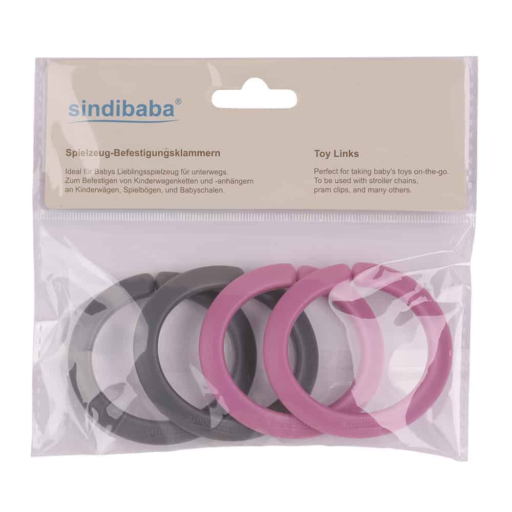 Anelli di fissaggio per giocattoli per bambini in rosa e grigio