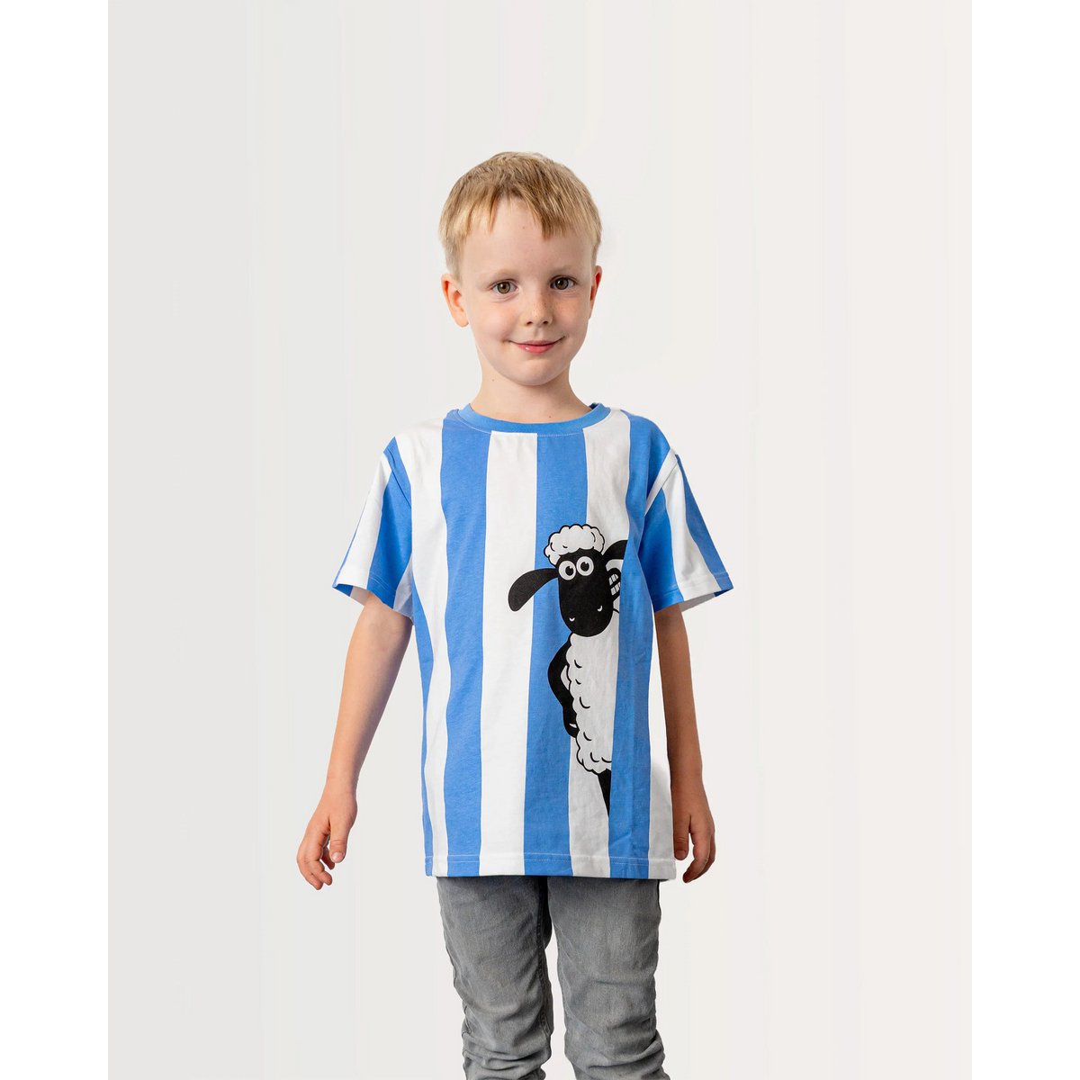 Koaa - Shaun Das Schaf «Smile» Stripes - T-shirt bleu