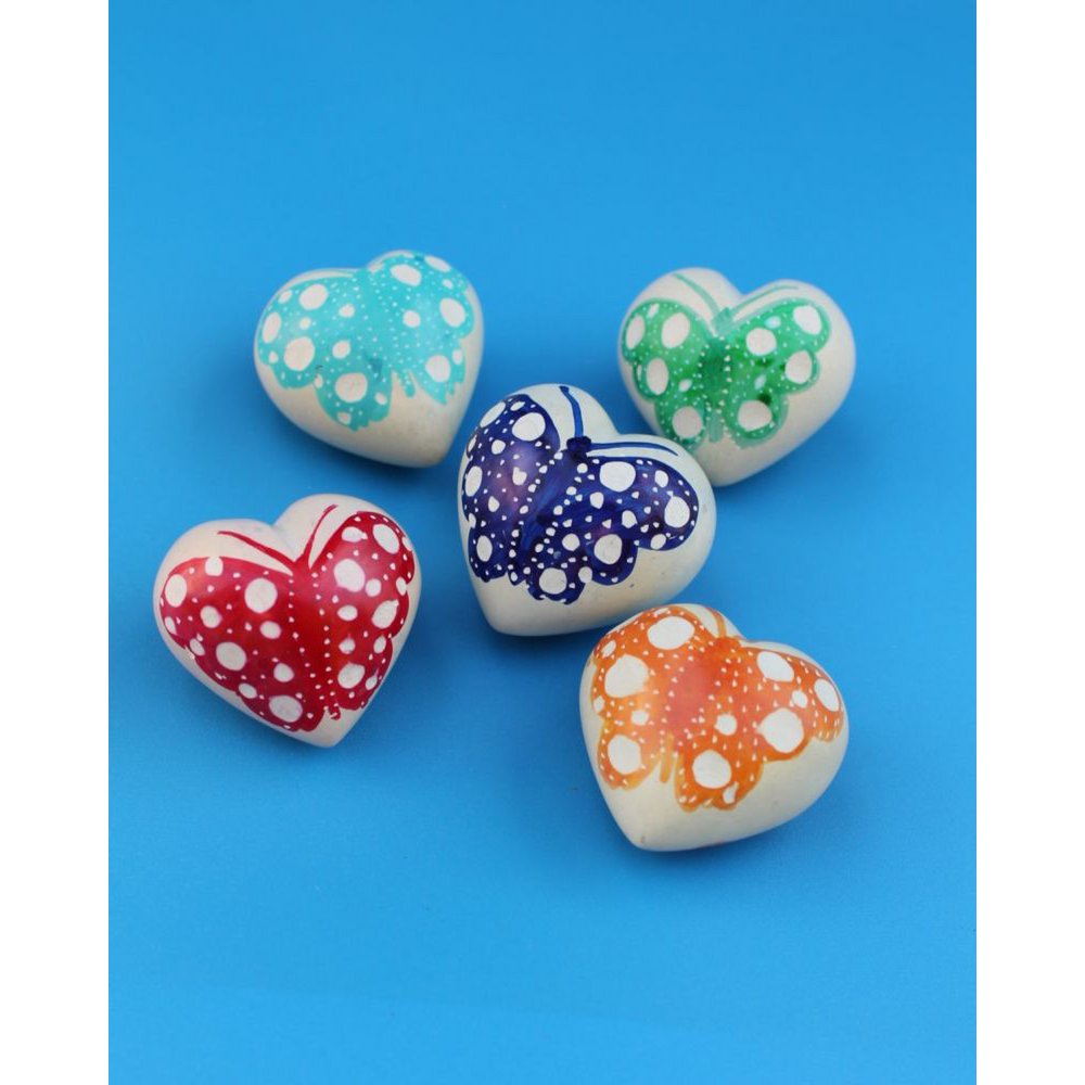 Heart medium butterfly design (various colors) - soapstone