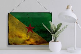 Tin Sign Flag French Guiana 40x30cm Flag Rust