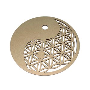 Flower of Life Yin Yang herlaadbord - Gesneden hout